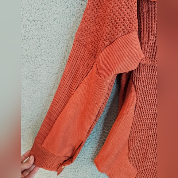 Saukole Womens Orange Long line Over Shirt Sz L Front Pockets Front Button down - Picture 9 of 14